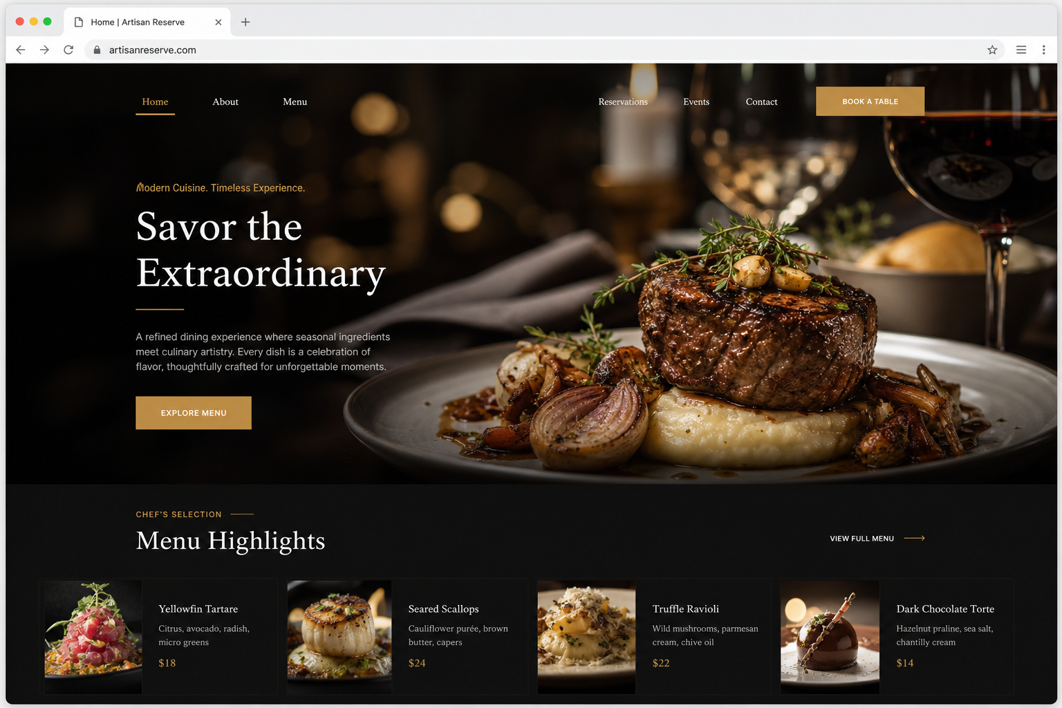 Restaurant website